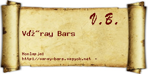 Váray Bars névjegykártya
